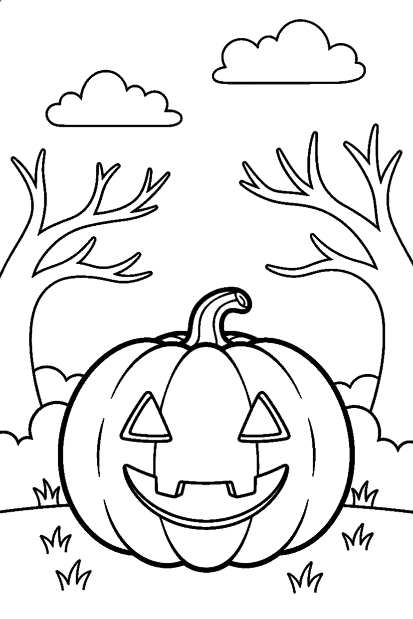 Coloriage à imprimer : Coloriages de citrouilles, dessin 2