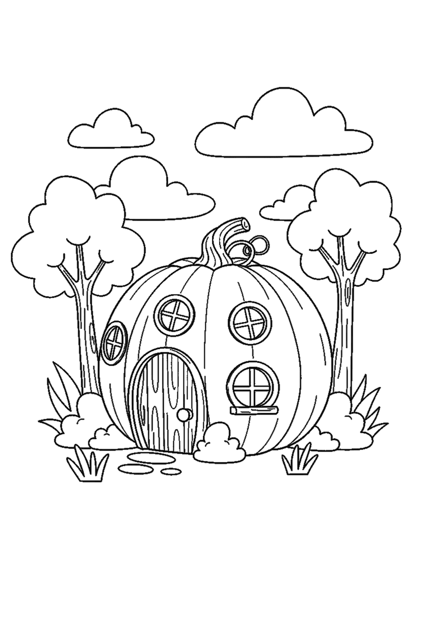 Coloriage à imprimer : Coloriages de citrouilles, dessin 7