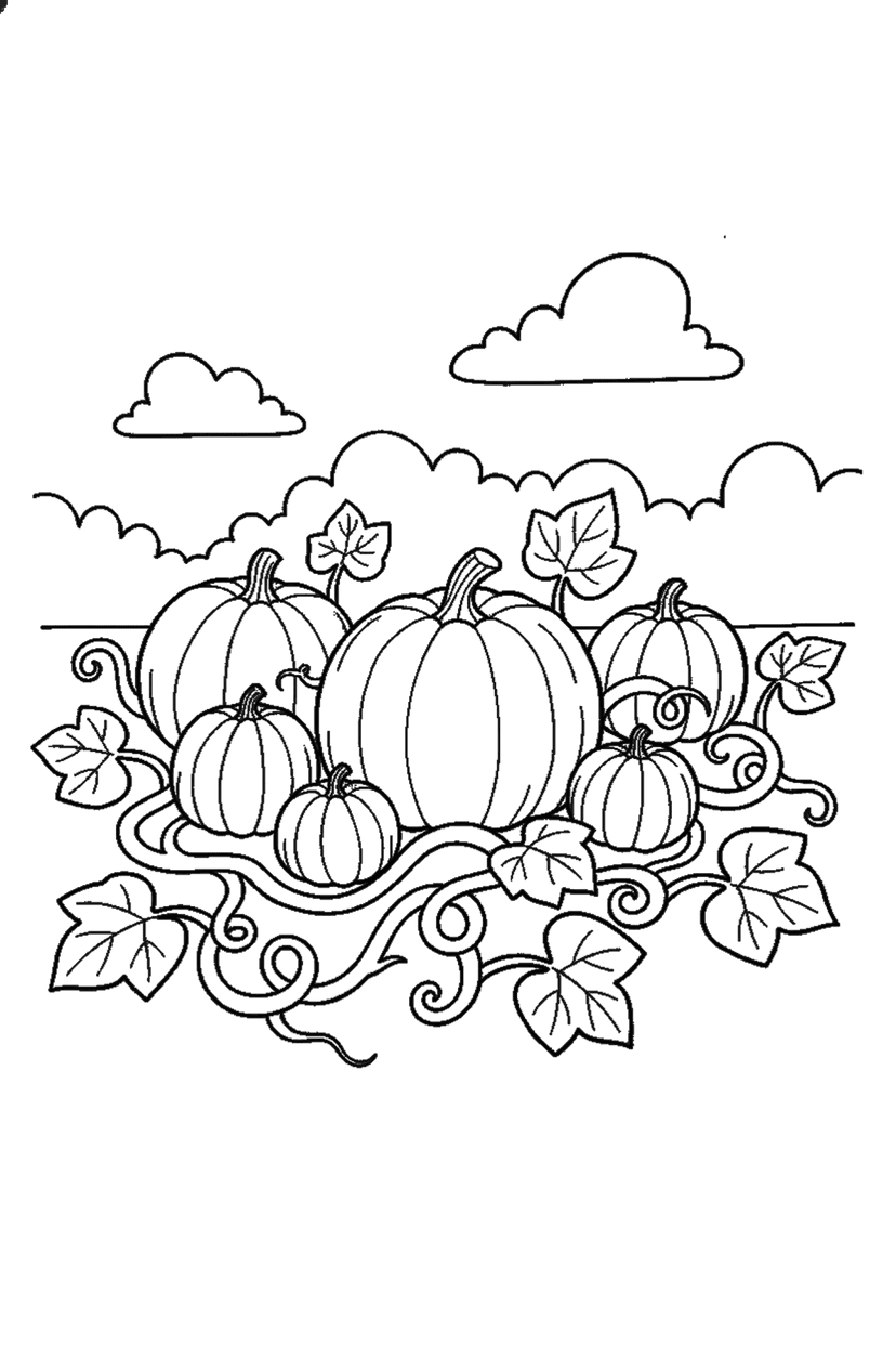 Coloriage à imprimer : Coloriages de citrouilles, dessin 5