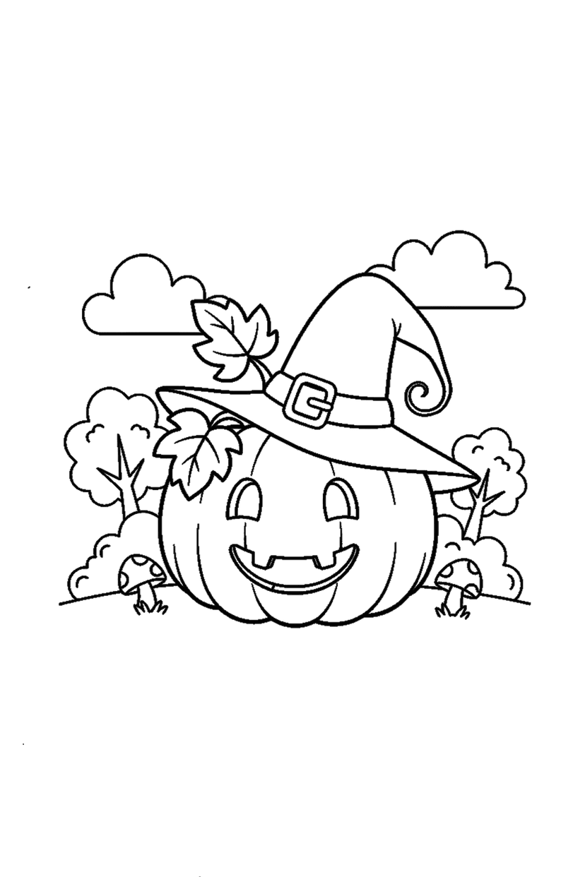 Coloriage à imprimer : Coloriages de citrouilles, dessin 9