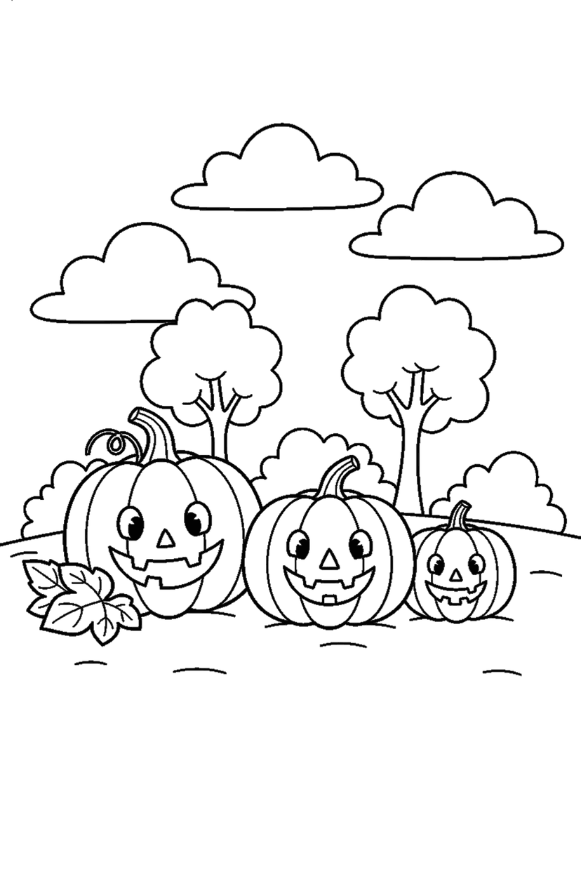Coloriage à imprimer : Coloriages de citrouilles, dessin 4