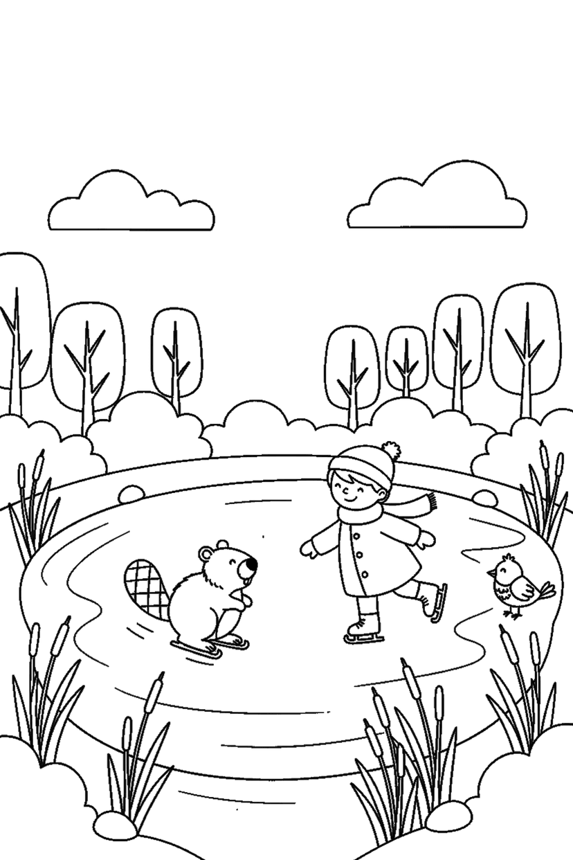 Coloriage à imprimer : Étang gelé