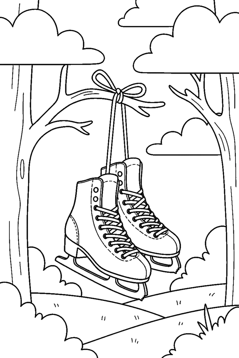 Coloriage à imprimer : Patins à glace suspendus