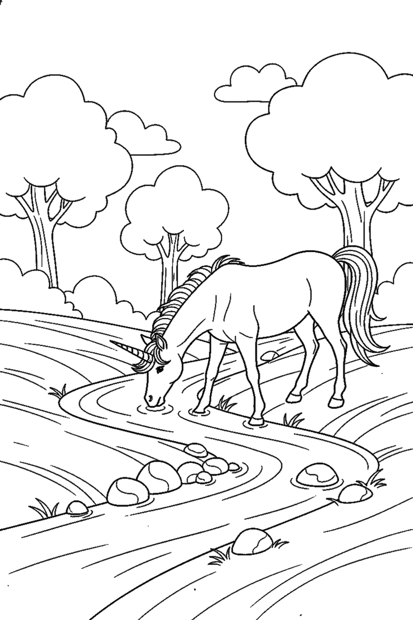 Coloriage à imprimer : Coloriages licorne, dessin 6