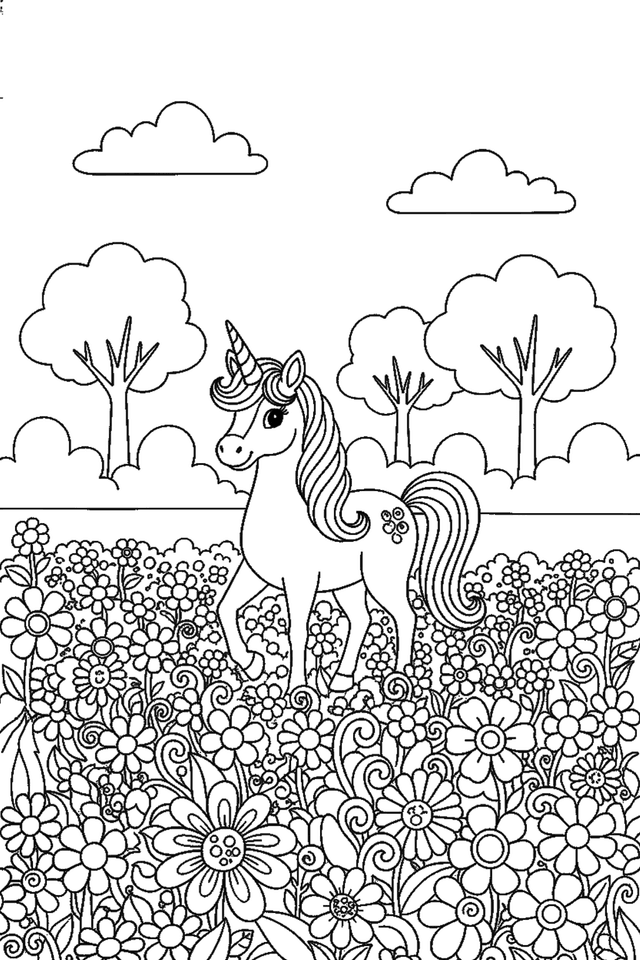 Coloriage à imprimer : Coloriages licorne, dessin 1