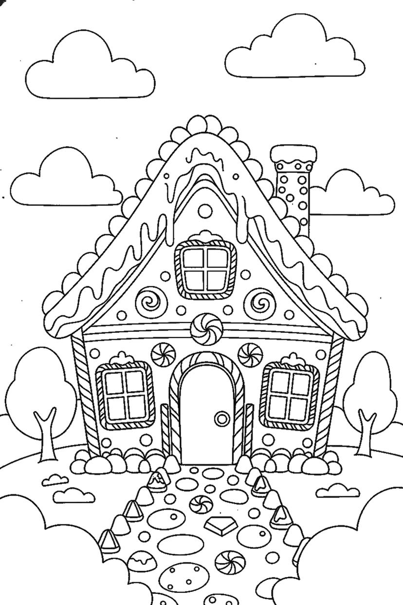 Coloriage à imprimer : Maison en pain d'épices