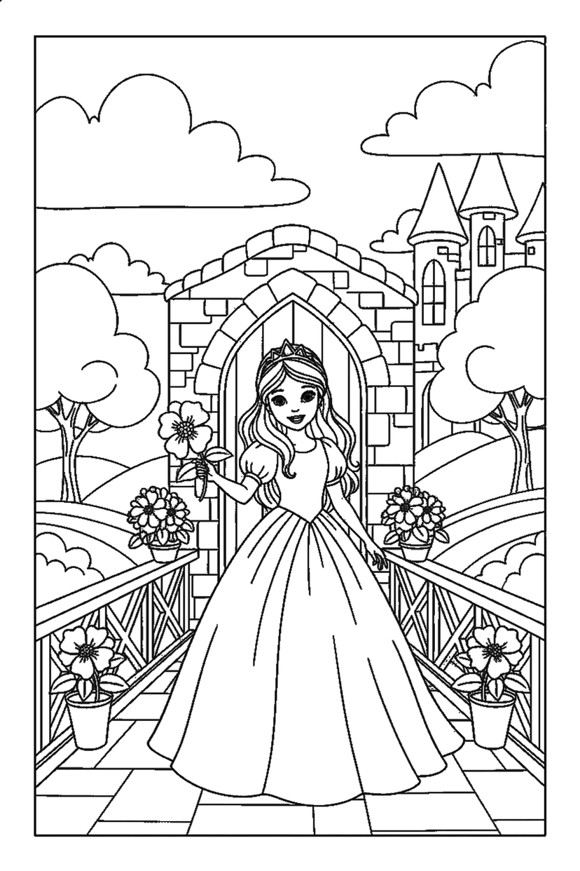Coloriage à imprimer : Coloriages princesse, dessin 1