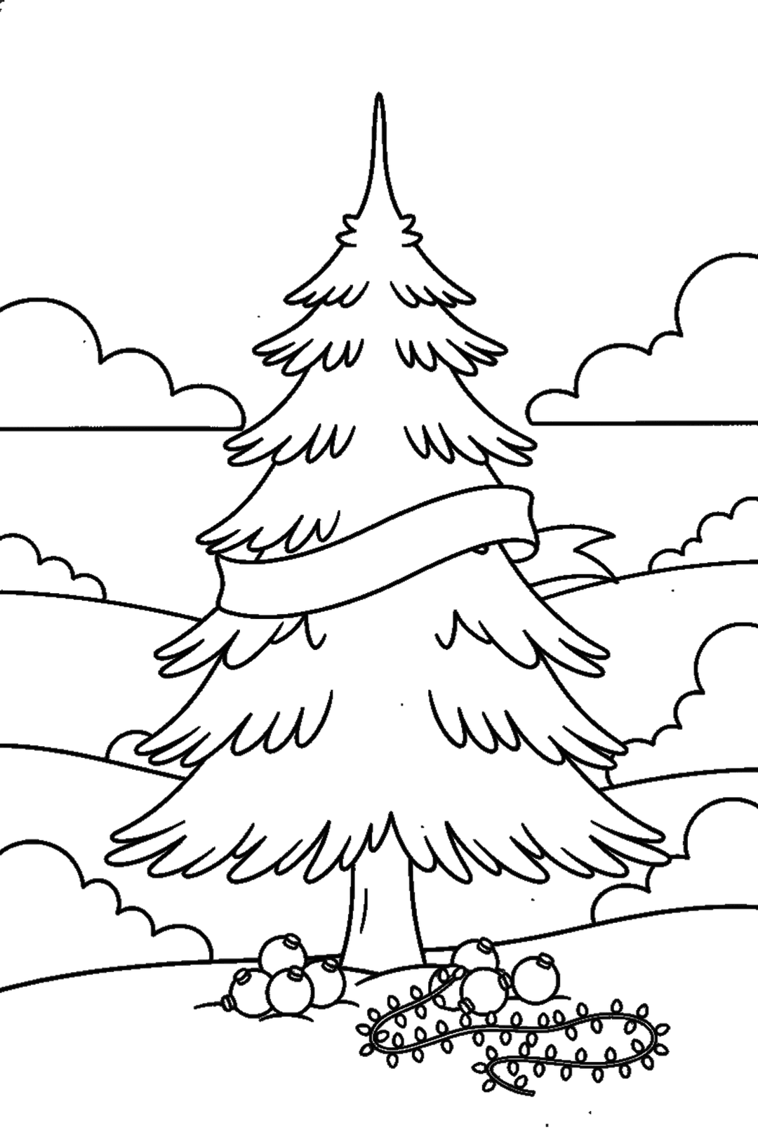 Coloriage à imprimer : Sapin à décorer