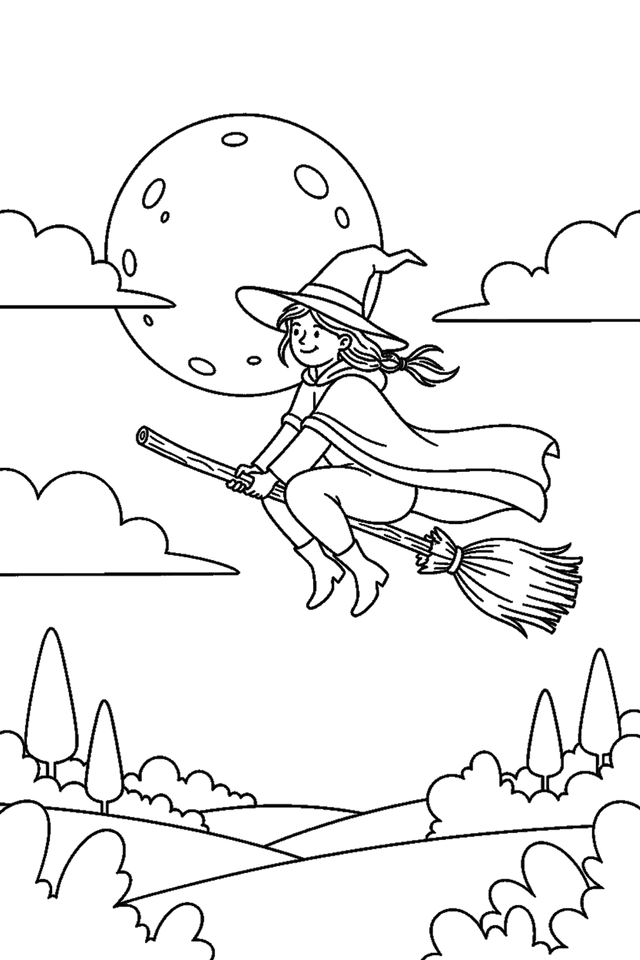 Coloriage à imprimer : Coloriages de sorcières, dessin 1