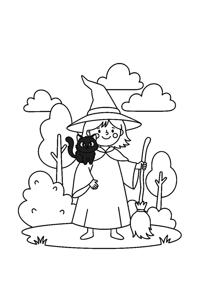 Coloriage à imprimer : Coloriages de sorcières, dessin 4